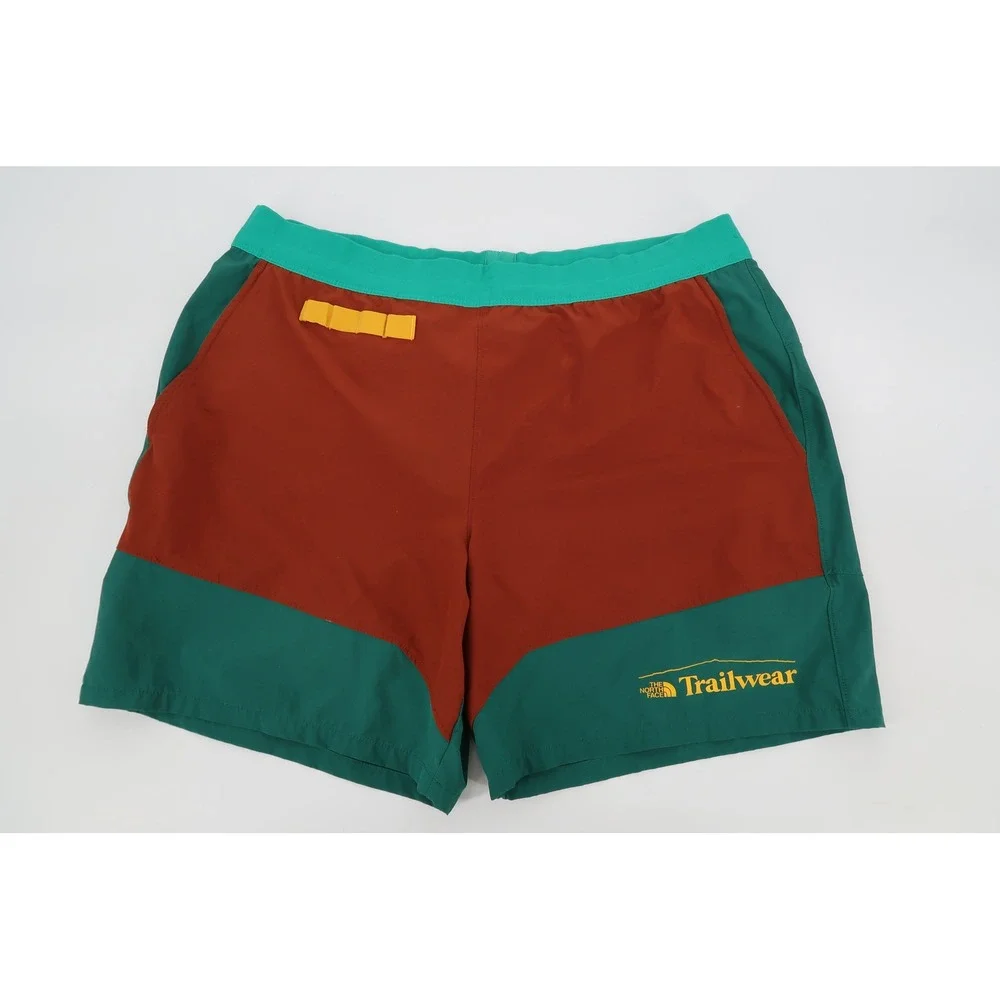 The North Face Trailwear OKT Trail Shorts Mens Large Rust Green Colorblock